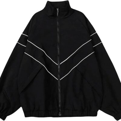 Men's Y2k Zip Up Jacket Lightweight Windbreaker Outerwear Varsity Jackets