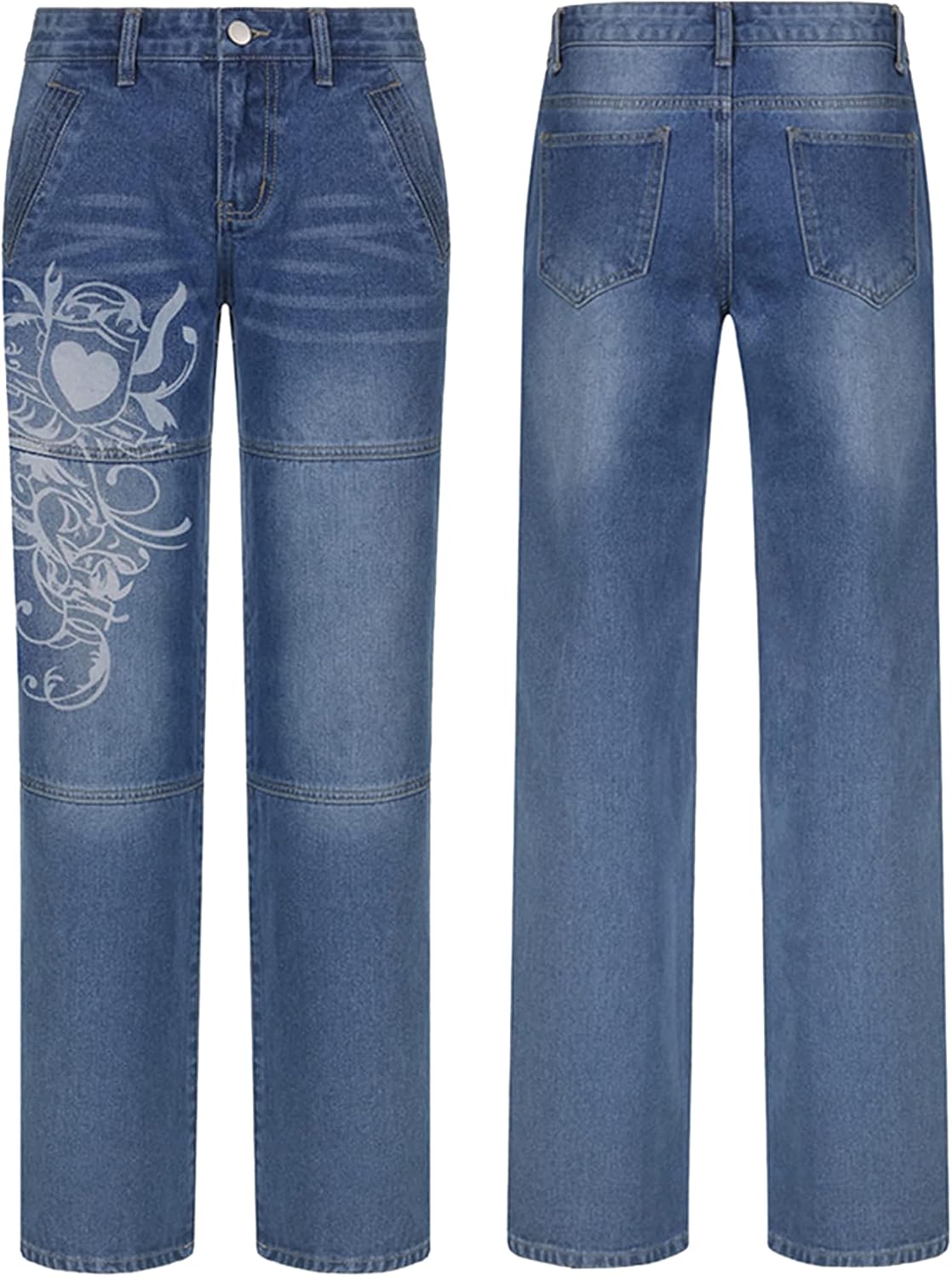 Women Baggy Denim Pants High Waisted Y2K Wide Leg Oversized Plus Size Boyfriend Cargo Jeans Streetwear Trousers - Image 2