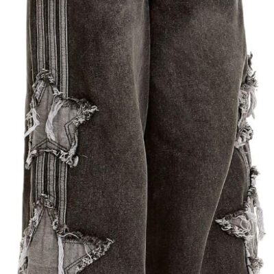 Baggy Jeans for Woman Girls Star Patchwork High Waist Cute Jeans Y2K Streetwear Loose Pants Grunge  Clothing