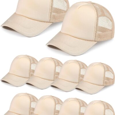 10 Pcs Sublimation Blank Trucker Hats Bulk Mesh Baseball Cap Polyester Mesh Trucker Hat for Men and Women