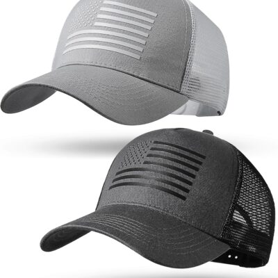 American Flag Trucker Hat Baseball Cap Snapback Fitted Hats for Men Women Snap Closure Design Breathable Mesh Side Durable
